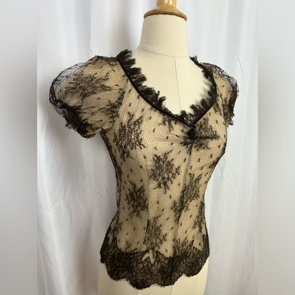 Alexander McQueen Chocolate Brown Lace Top as seen on Gwyneth Paltrow - Picture 2 of 5